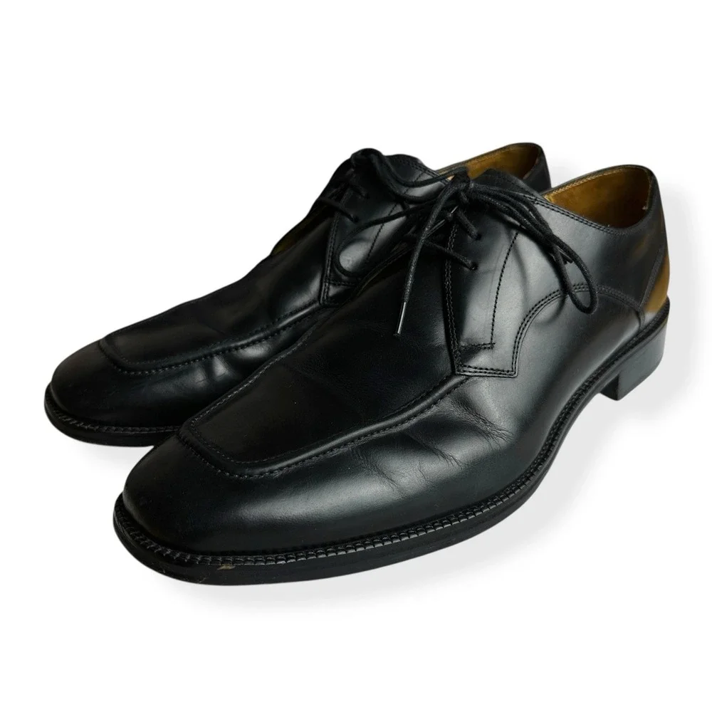 Cole Haan Oxford Shoes Black Leather Square Toe Stitched Lace Up Dress Mens 13 M